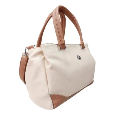 Cartera Bolso Good Company A2421 Beige Con Rosa Triple 