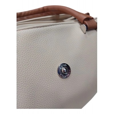 Cartera Bolso Good Company A2421 Beige Con Rosa Triple 