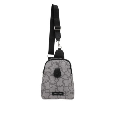Cartera Morral Pierre Cardin Gris Con Negro