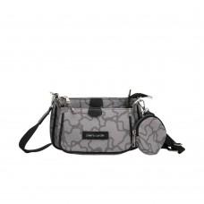 Cartera Morral Pierre Cardin Gris Con Negro