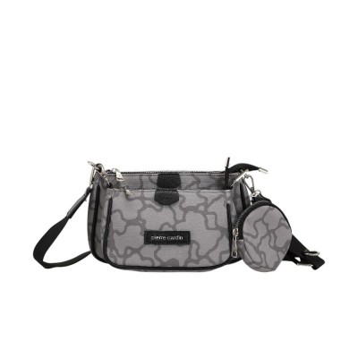 Cartera Morral Pierre Cardin Gris Con Negro