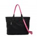 Bolso Cartera  Oreiro Love Negro Satinado Yy Manija Fuccia