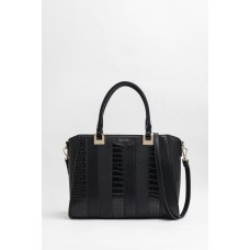 Cartera Squash Combinada Croco Escama Cuero Sintetico 30326 Negro