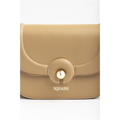 Bandolera Squash 30339 Logo Metalizado Efecto Cuero Beige