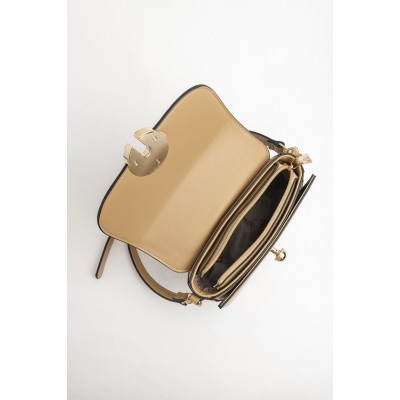 Bandolera Squash 30339 Logo Metalizado Efecto Cuero Beige