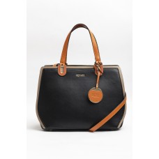 Cartera Squash Mujer Dama Combinada Simil Cuero Con Chapon 30334 Negro