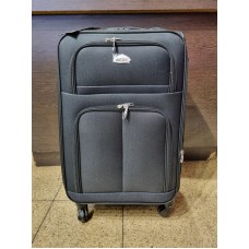 Valija Dattier Mediana Negra Tela C/fuelle, Bolsillos Frontales 24"