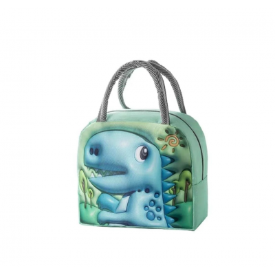 Lunchera Térmica Crystal Rock Infantil Dinosaurio Verde Agua
