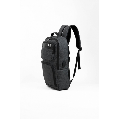 Mochila Elf - Portanotebook Puerto Usb Con Bolsillo Seguridad Gris