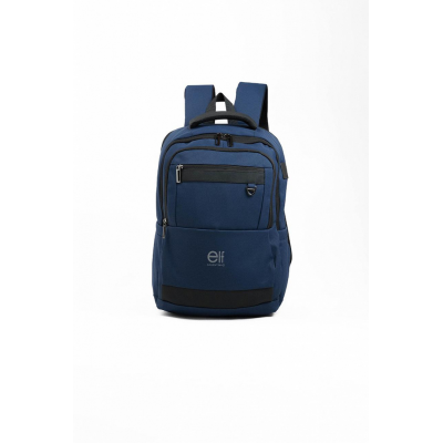 Mochila Elf - Portanotebook Puerto Usb Bolsillos Frentales Y Laterales Azul