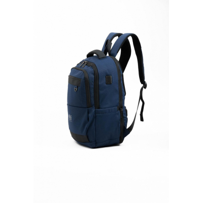 Mochila Elf - Portanotebook Puerto Usb Bolsillos Frentales Y Laterales Azul