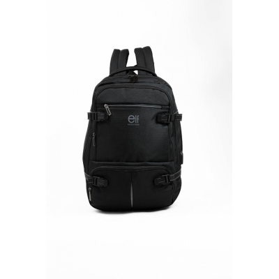 Mochila Elf -  Viajera Portanotebook Porta Usb Y Auriculares Engomado Negro