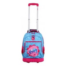 Mochila Elf Infantil - Corazón Con Carro Celeste/rosa