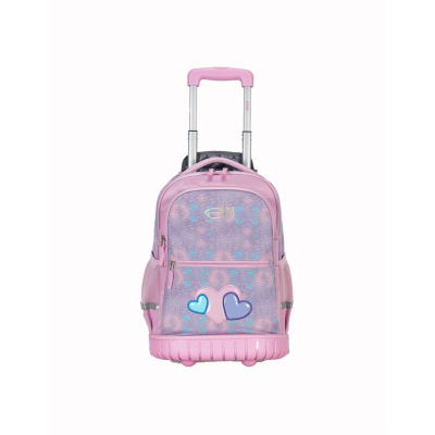 Mochila Elf Con Carro Escolar Infantil Corazones Rosa