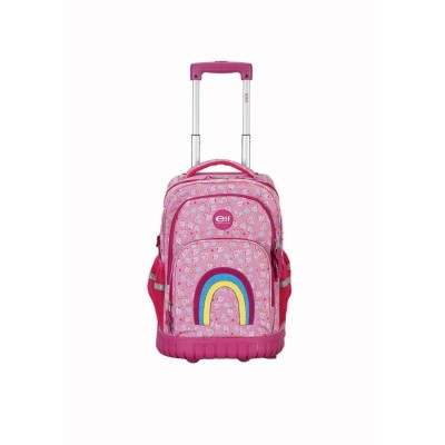 Mochila Elf Con Carro Escolar Infantil Arcoíris Rosa Mochila Elf Con Carro Escolar Infantil Arcoíris Rosa