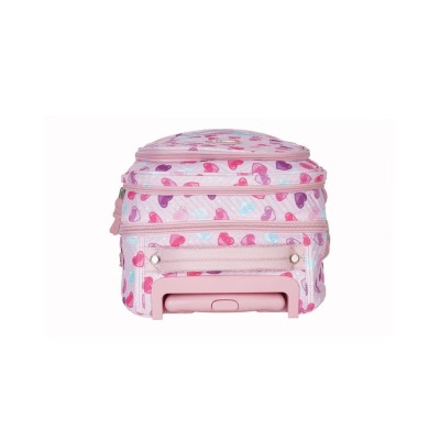 mochila Elf Con Carro Escolar Infantil Corazones Rosa