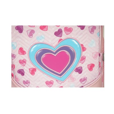 mochila Elf Con Carro Escolar Infantil Corazones Rosa