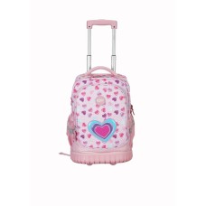 mochila Elf Con Carro Escolar Infantil Corazones Rosa