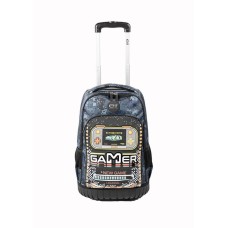 Mochila Elf Con Carro Y Luz Escolar Infantil Gamer Azul
