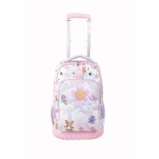 Mochila Elf Con Carro Y Luz Escolar Infantil Flor Rosa