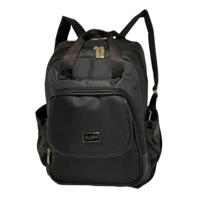 Mochila Maternal Suam Microfibra Impermeable Negro