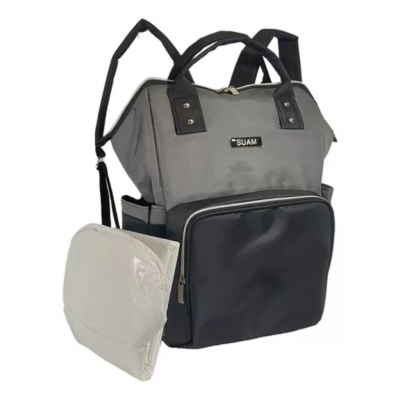 Mochila Maternal Suam Combinada Gris
