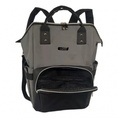 Mochila Maternal Suam Combinada Gris