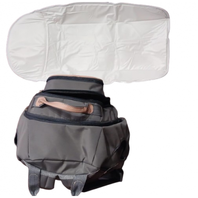 Mochila Maternal Suam - Cambiador Porta Mamadera Térmico Microfibra Gris