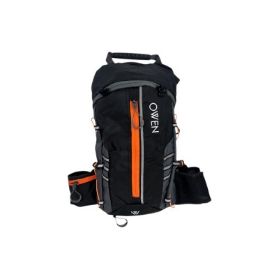 Mochila Deportiva Running Owen Negro Con Cierre Naranja