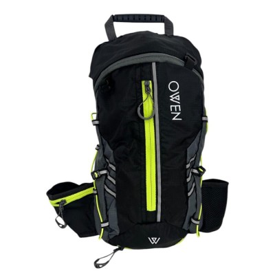 Mochila Deportiva Running Owen Negro Con Cierre Verde