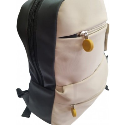 Mochila That Bag Smile Doble Bolsillo Frontal Beige