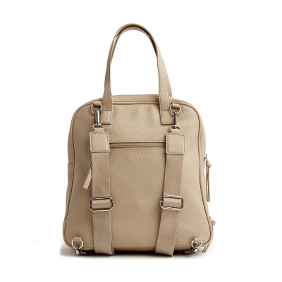 Mochila Cartera Dama Squash Pu Graneado Beige