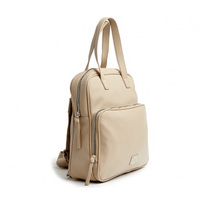 Mochila Cartera Dama Squash Pu Graneado Beige