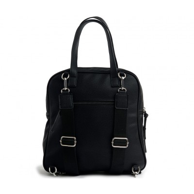 Mochila Cartera Dama Squash Pu Graneado Negro