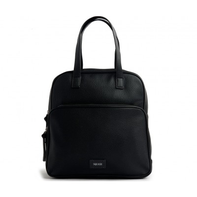 Mochila Cartera Dama Squash Pu Graneado Negro