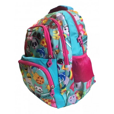 Mochila Owen Infantil - Escolar Con Cierre Bolsillos Frontales Y Laterales Emojis Verde