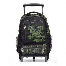 Mochila Owen Infantil - Con Carro Camuflado Dinosaurio Verde