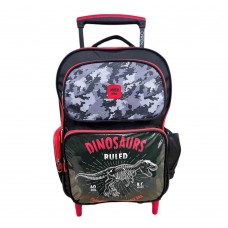 Mochila Owen Infantil - Con Carro Camuflado Dinosaurio Rojo
