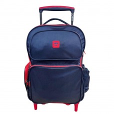 Mochila Owen - Escolar Con Carro Azul/rojo Lisa