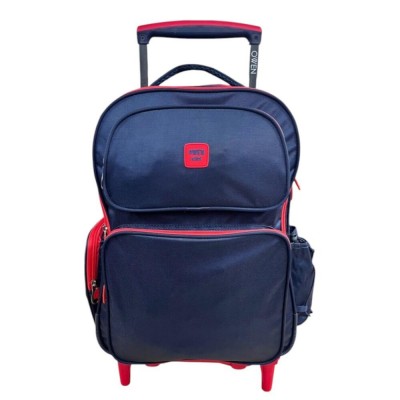 Mochila Owen - Escolar Con Carro Azul/rojo Lisa