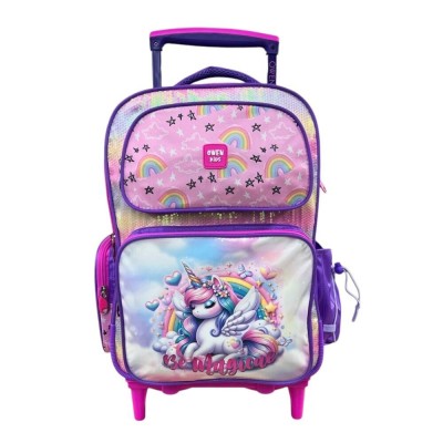 Mochila Owen Infantil - Unicornio Con Lentejuelas Con Carro Rosa