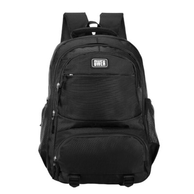 Mochila Owen - Bolsillos Al Frente Y Laterales 4 Cierres 18"  Negro