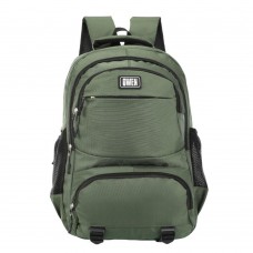 Mochila Owen - Bolsillos Al Frente Y Laterales 4 Cierres 18"  Verde