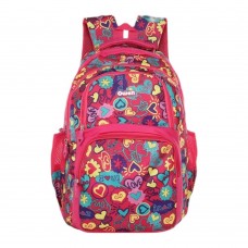 Mochila Owen Infantil - Escolar Con Cierre Bolsillos Frontales Y Laterales Corazones Fucsia