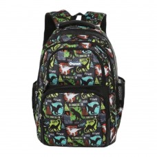 Mochila Owen Infantil - Escolar Con Cierre Dinosaurio Con Bolsillos Frontales Y Laterales Negro.