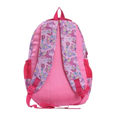 Mochila Owen Infantil - Escolar Con Cierre Unicornio Mariposa Con Bolsillos Frontales Y Laterales Rosa.