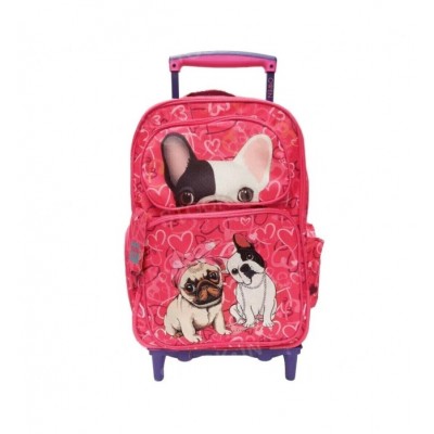 Mochila Owen Infantil - Perrito Con Carro Rosa