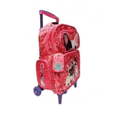Mochila Owen Infantil - Perrito Con Carro Rosa