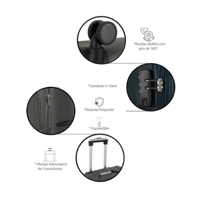 Valija Squash Carry On Tela 20" Negro