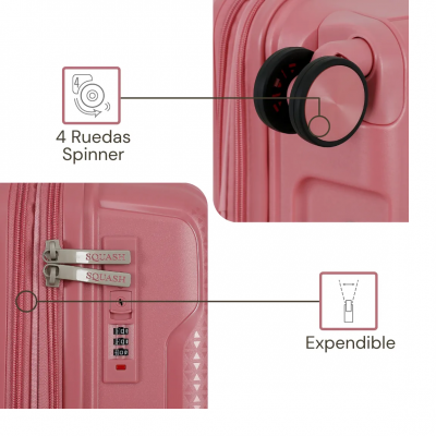 Valija Squash Carry On Polipropileno 20" Rosa